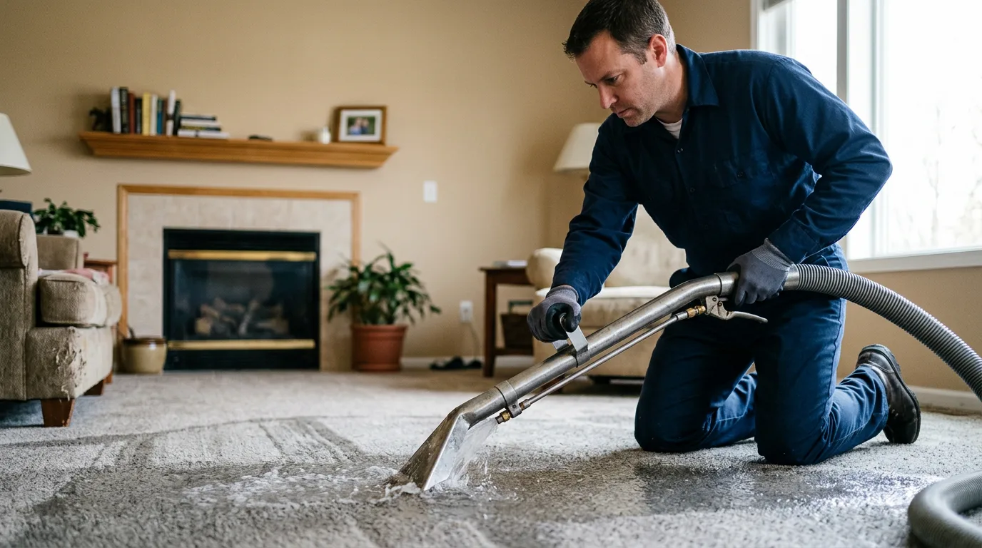 Water damage restoration technician working near Tescott, KS